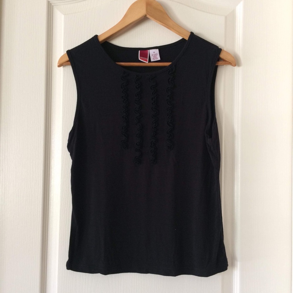 Black sleeveless blouse